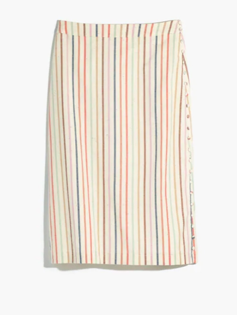 Madewell Cream Midi Pencil Skirt with Multi-Color Vertical Stripes Size 6